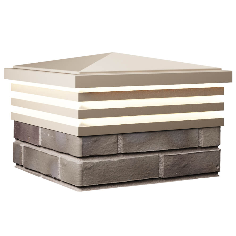 Колпак Zking Бона ХайТек Бежевый на столб 1.5х1.5 кирпича (385х385мм) с подсветкой в Кирове фото